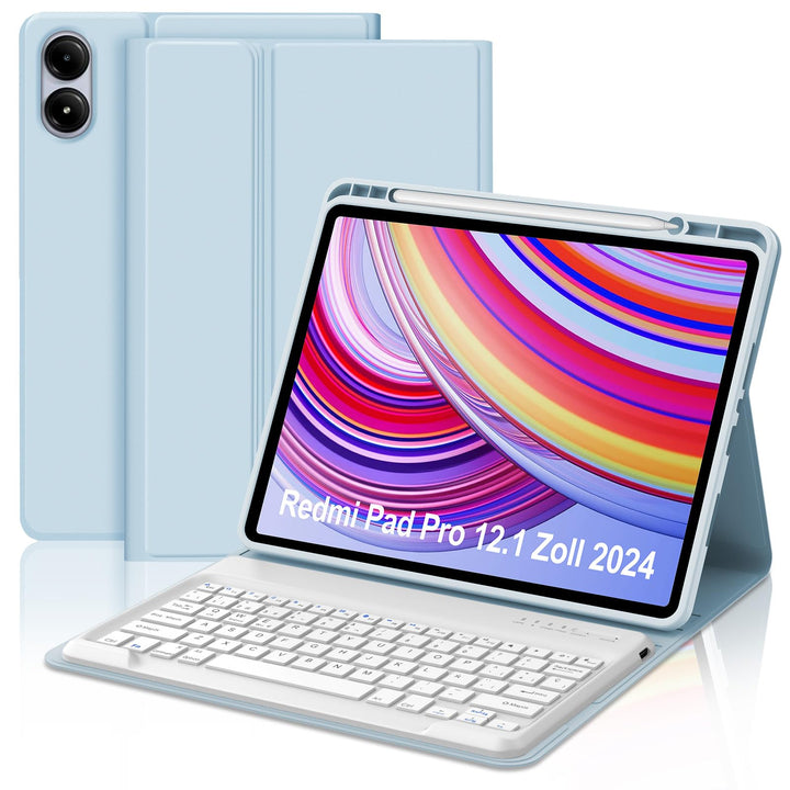 IVEOPPE Hülle mit Tastatur für Redmi Pad Pro 12.1, Tastatur für Xiaomi Poco Pad 2024, Bluetooth Magn