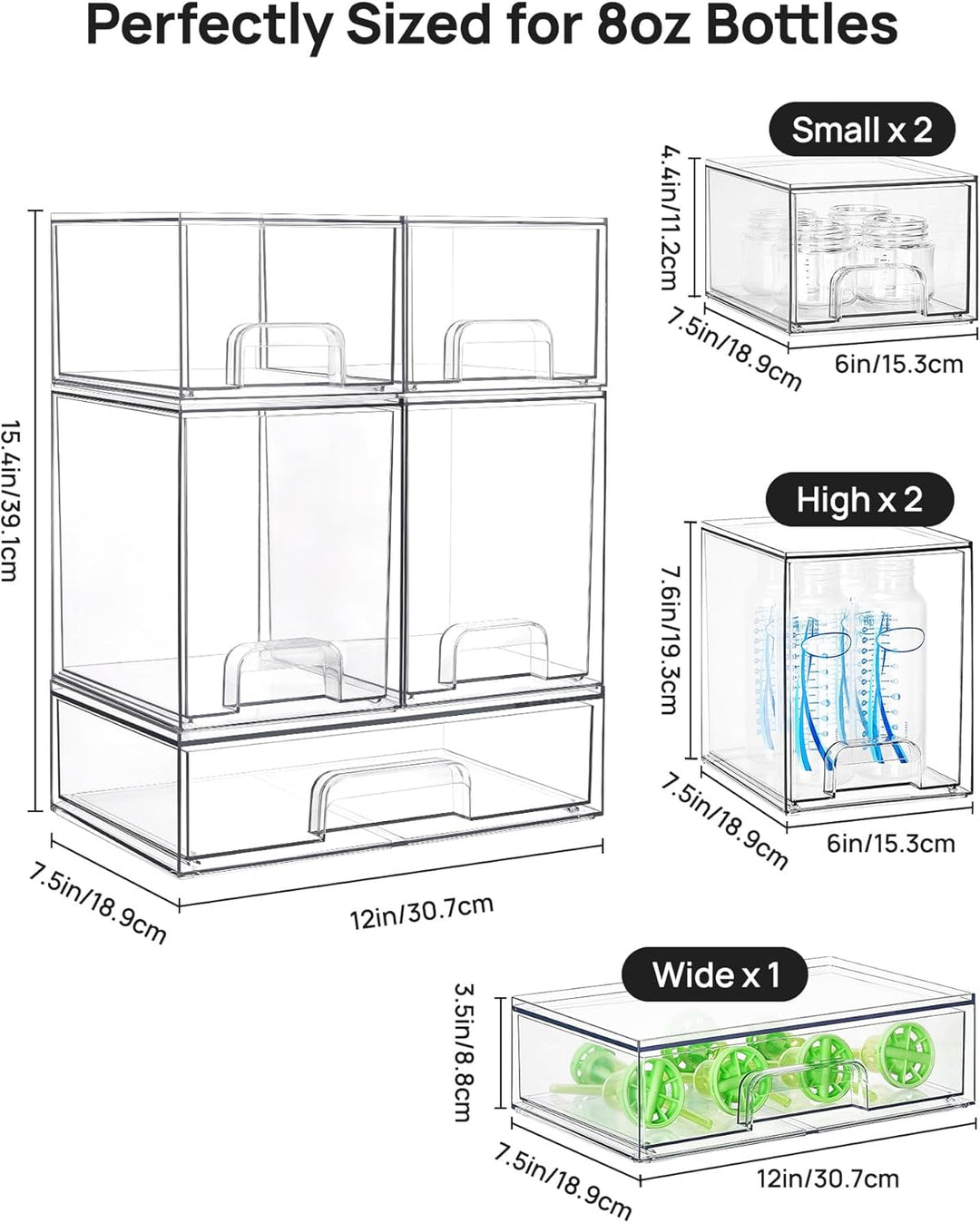 Vtopmart Boxen Aufbewahrung mit 5 Schubladen, Clear Schminktisch Organizer, Anti-Rutsch Organizer Sc
