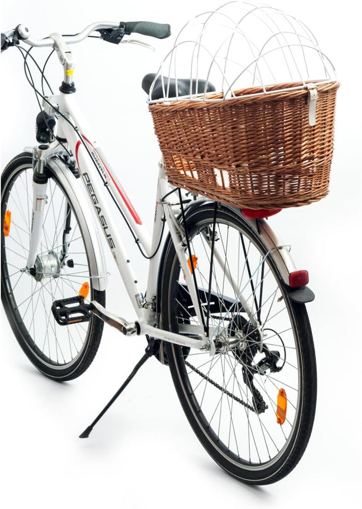 Aumüller Fahrrad-Tierkorb mit Halter + Schutzhaube - Gepäckträgermontage
