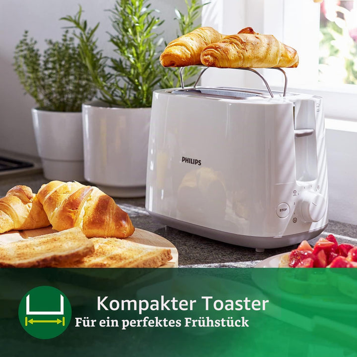 Philips HD9318/00 Wasserkocher Serie 3000, 1,7l, Federdeckel, LED-Anzeige, weiss &amp; HD2581/00 Toaster