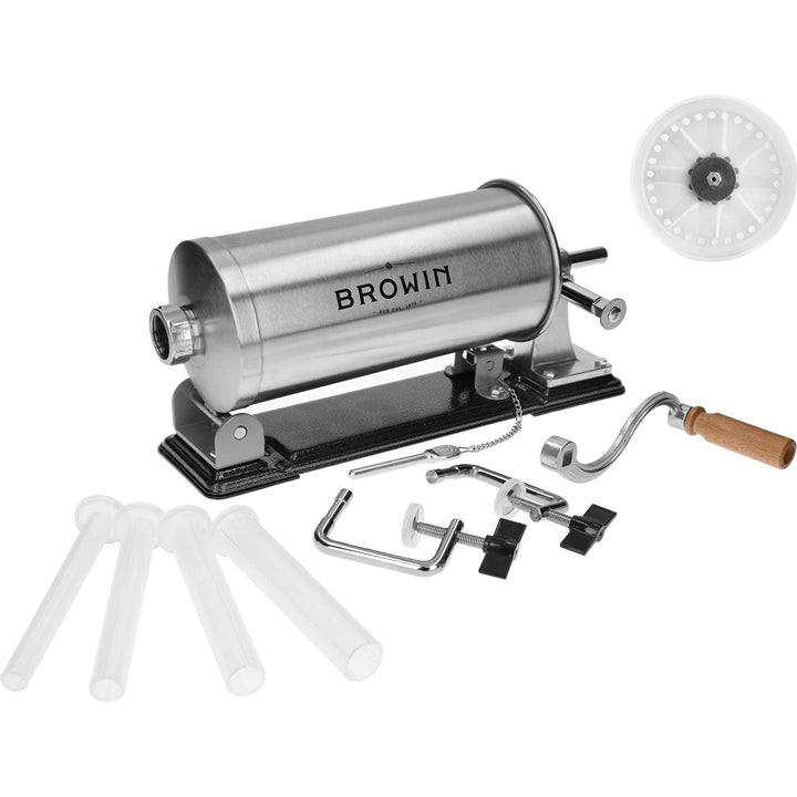 Browin 311003 Waagerechter 3 kg, Wurstmaschine Wurstfüllmaschine Manuell Wurstfüller, Edelstahl, 3 k