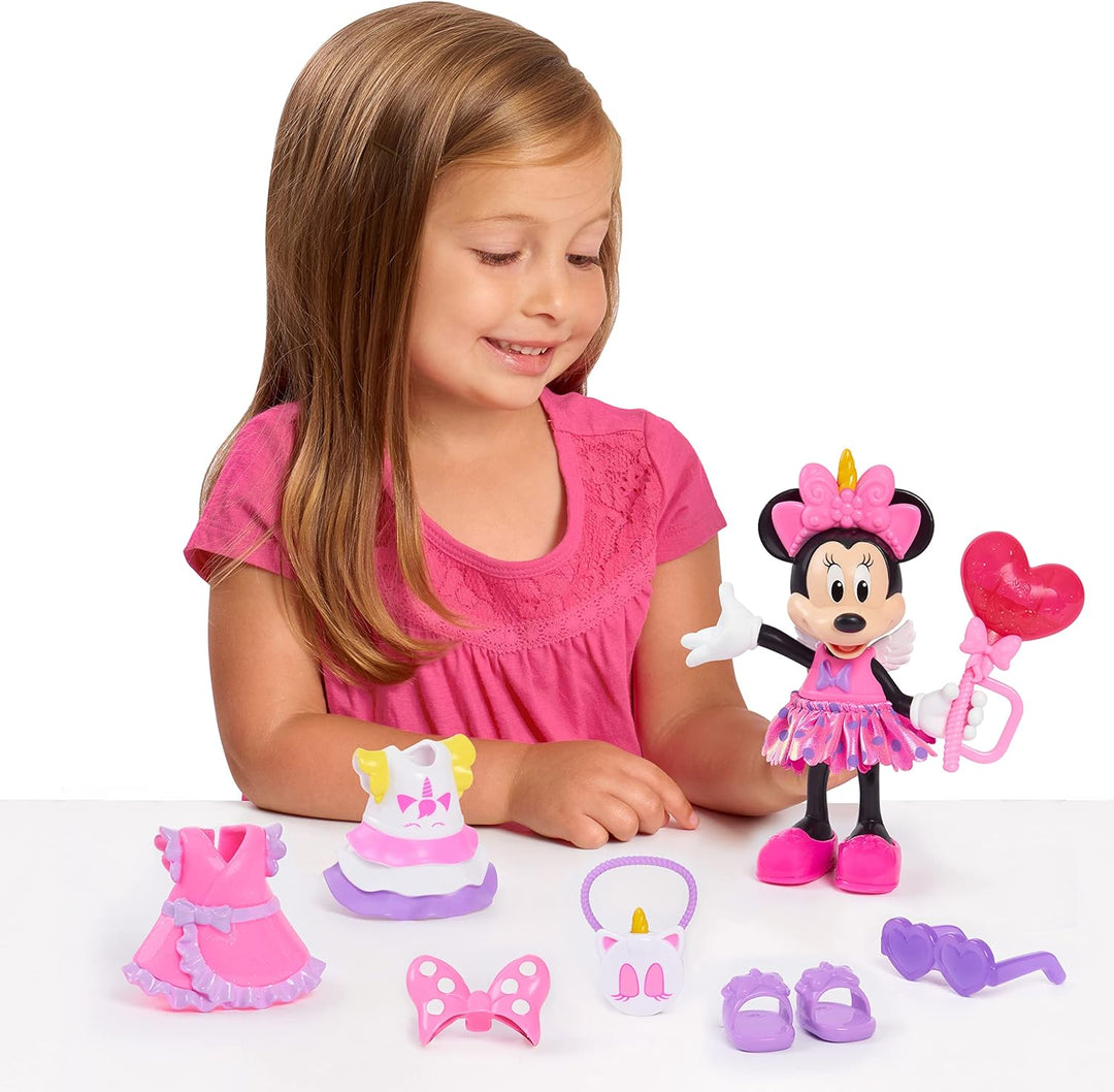 Just Play Minnie Mouse Fashion Doll Puppe with Case Unicorn Modern, Modern