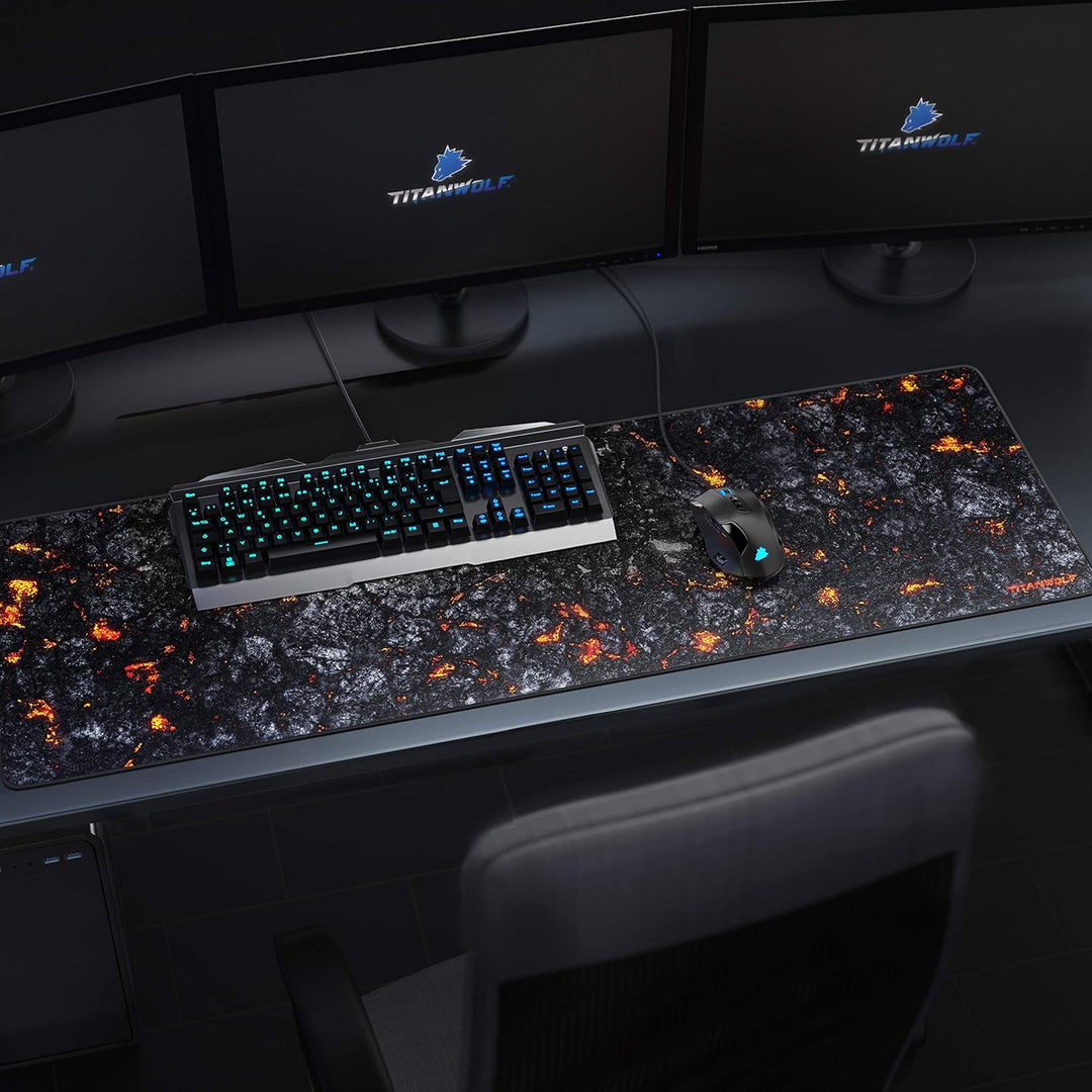 CSL-Computer TITANWOLF Übergrösse Mauspad Gaming Titanwolf 1200x400mm, XXXL Mousepad gross mit Motiv