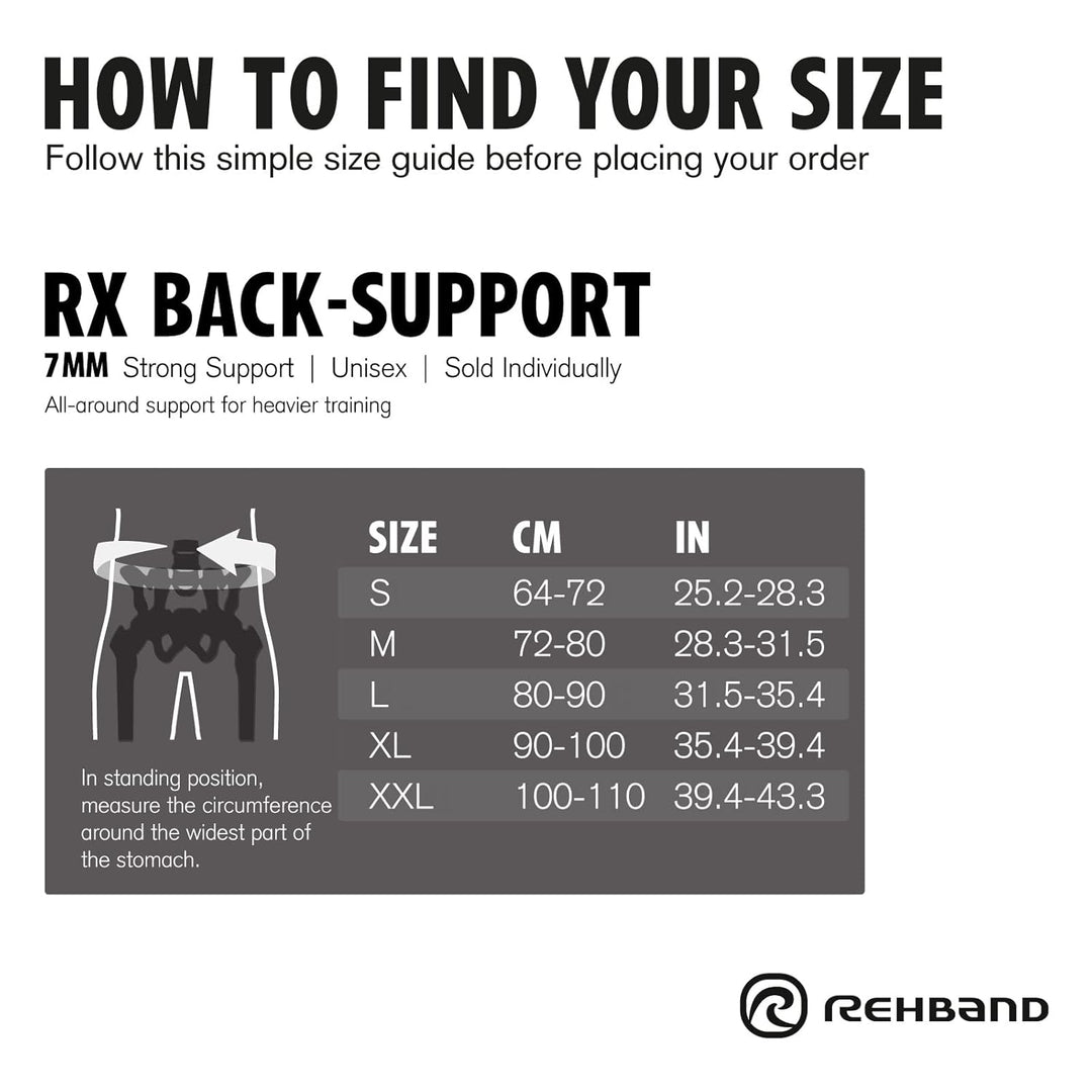 Rehband Rx Original Rückenbandage, 1 Stück, Rückenstütze 7mm Neopren, Fitness Rückengurt Blau L, Bla