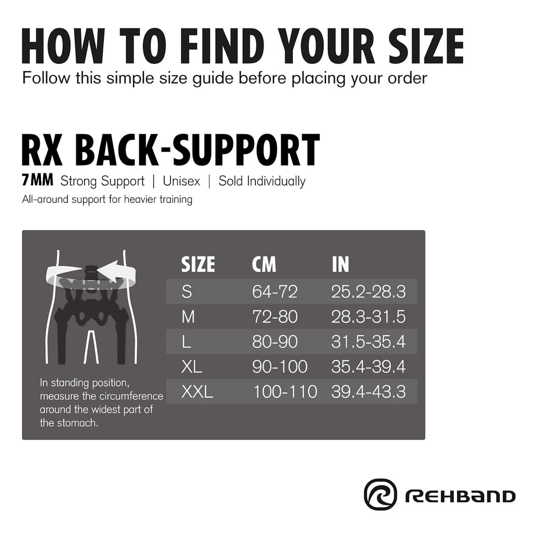 Rehband Rx Original Rückenbandage, 1 Stück, Rückenstütze 7mm Neopren, Fitness Rückengurt Blau M, Bla
