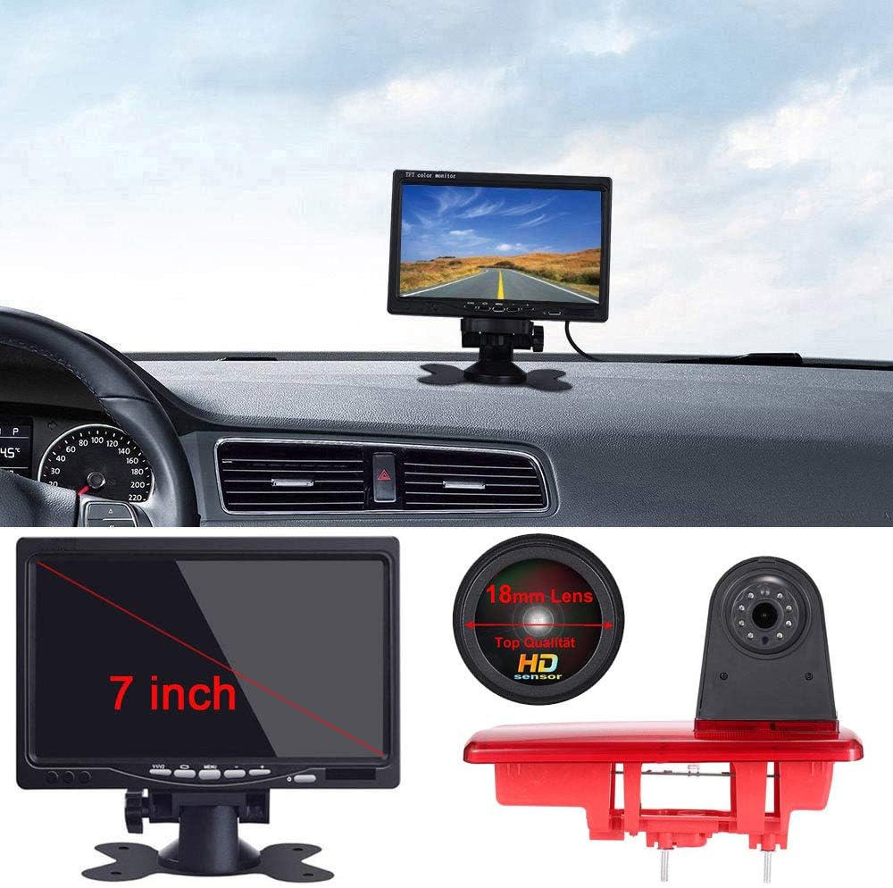 Bremsleuchte Kamera Bremslicht Einparkkamera Rückfahrkamera +7" LCD Monitor Transporters Ersatz für