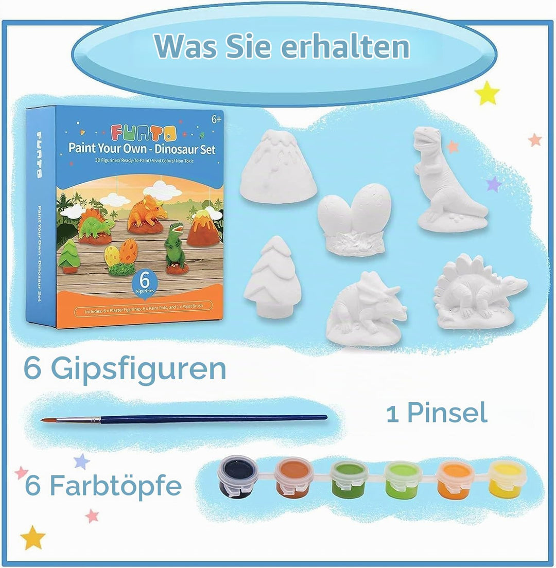 Funto Paint Your Own Dinosaurs Painting Kit, 13 PCS Kunst und Handwerk Set für Kinder, STEAM Projekt