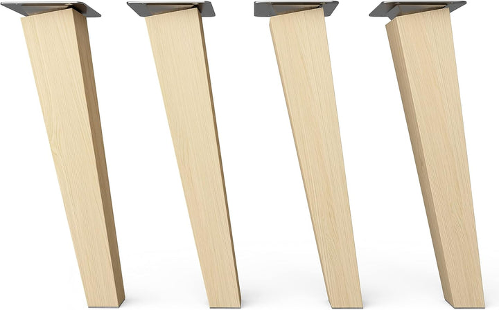 sossai® Holz-Möbelfüsse - Clif Square | Natur (unbehandelt) | Höhe: 25 cm | HMF4 | eckig, konisch (s