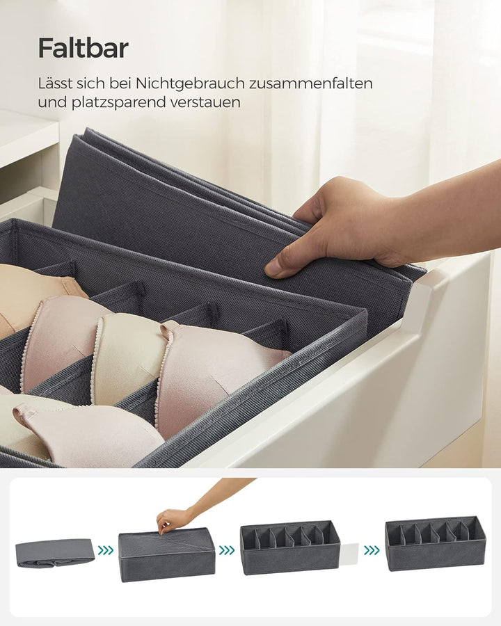 SONGMICS Unterwäsche-Organizer 8er Set, Schubladen-Organizer, faltbar, Ordnungssystem Kleiderschrank