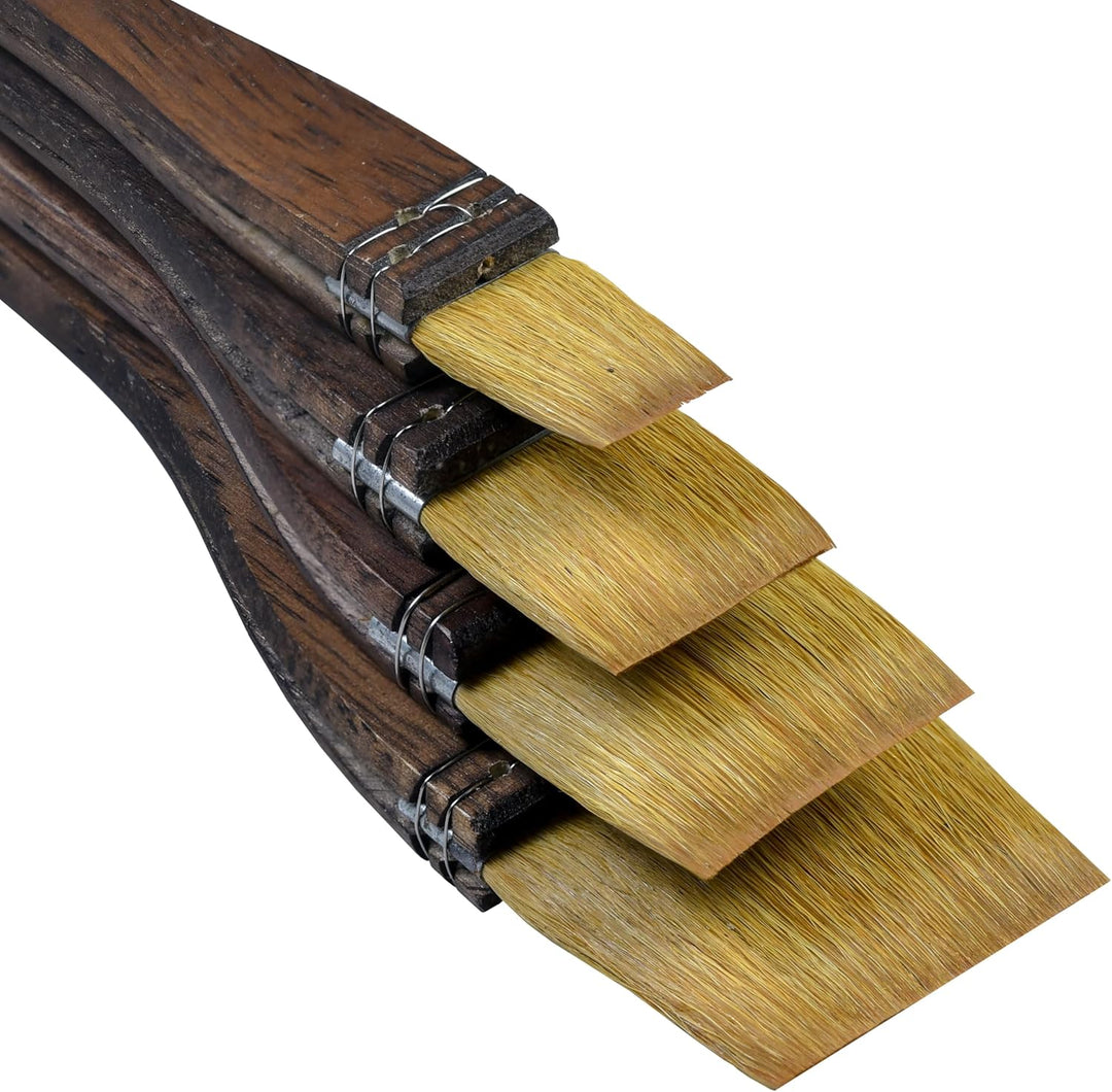Biaelk 256Flache 4 Stück Ziegenhaar Holzgriff Aquarell Künstlerfarbe Kunstbedarf Pinsel Grösse #1#2#