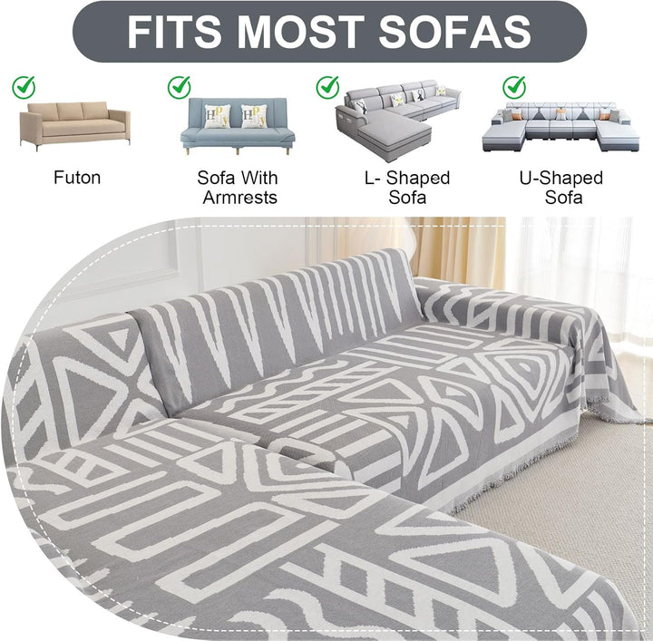 ShowyLive Sofa Überwurfdecke Sofa Überzug 2er Set für Ecksofa L-Form Sofabezug 3 Sitzer+3 Sitzer, Ch