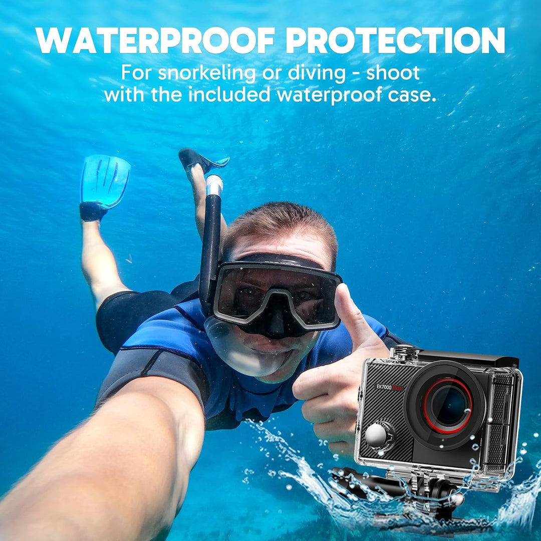 AKASO Action Cam 4K30FPS 20MP mit Schwimmender Handgriff und Tasche WiFi 40M Unterwasserkamera Wasse