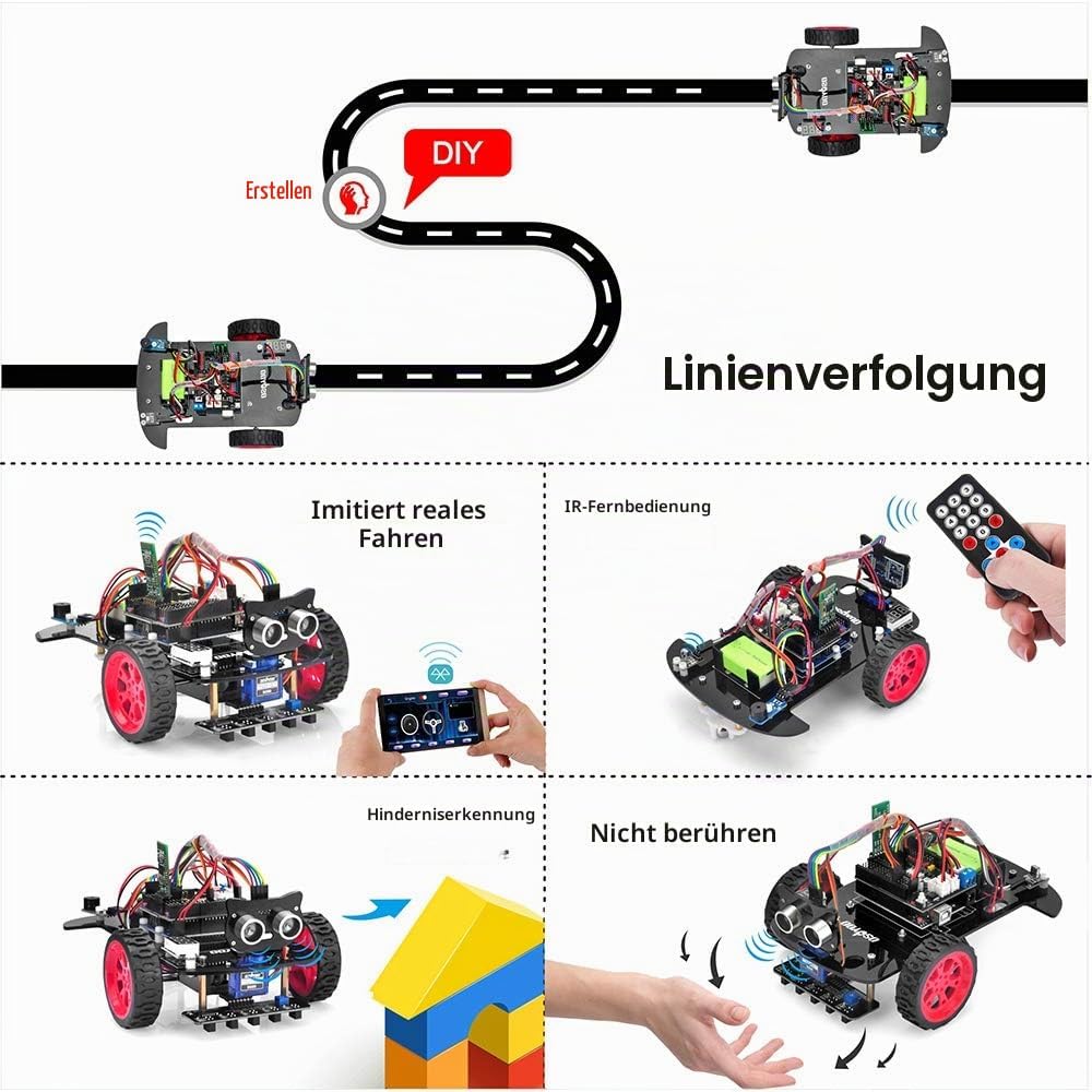 OSOYOO Modell 3 Roboter Auto Bausatz für Arduino | Programmierbares Lern Kit für Anfänger und Profis
