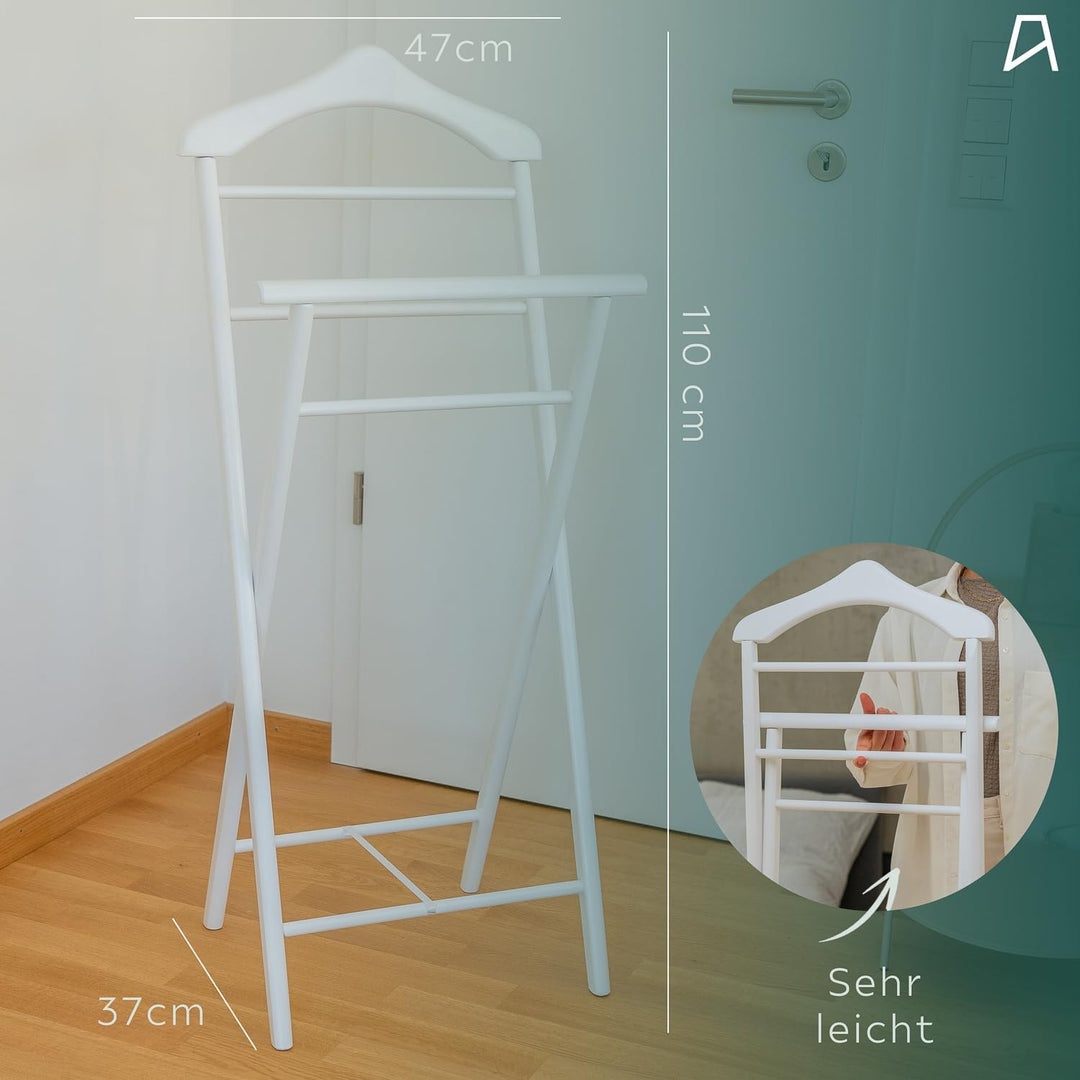Herrendiener aus Massivholz – 2er Set fertig montierter Kleiderbutler &amp; Stummer Diener – stabiler St