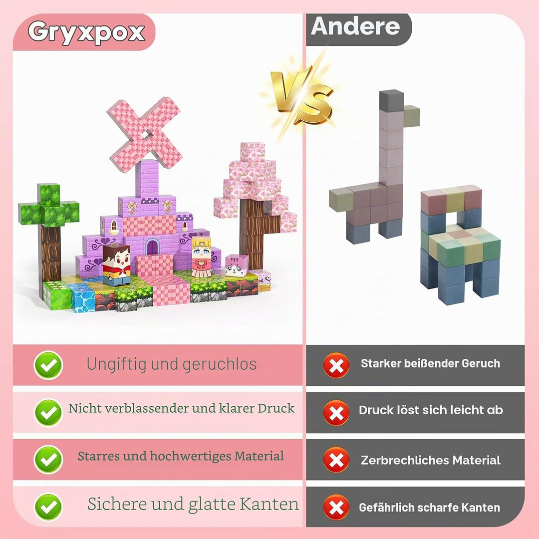 100 Stück Magnetblöcke, Magnetblöcke für Kinder im Alter von 4–8 Jahren, magnetische Würfel-Sets für