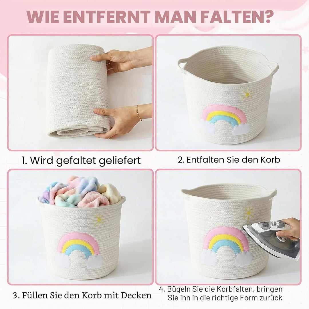 Aufbewahrungskorb Kinderzimmer Wickeltisch Organizer für Babys Kinder Spielzeug Korb, Regenbogenmust