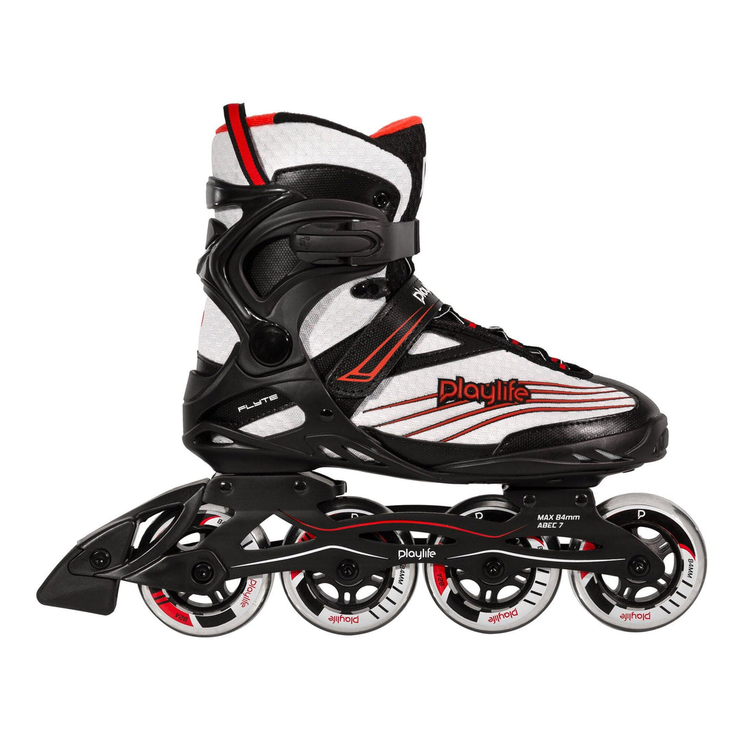 Playlife Inline Skates Flyte Black 84, Schwarz/Weiss, Unisex für Herren und Damen, 84mm/82A Rollen,