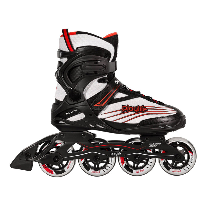 Playlife Inline Skates Flyte Black 84, Schwarz/Weiss, Unisex für Herren und Damen, 84mm/82A Rollen,