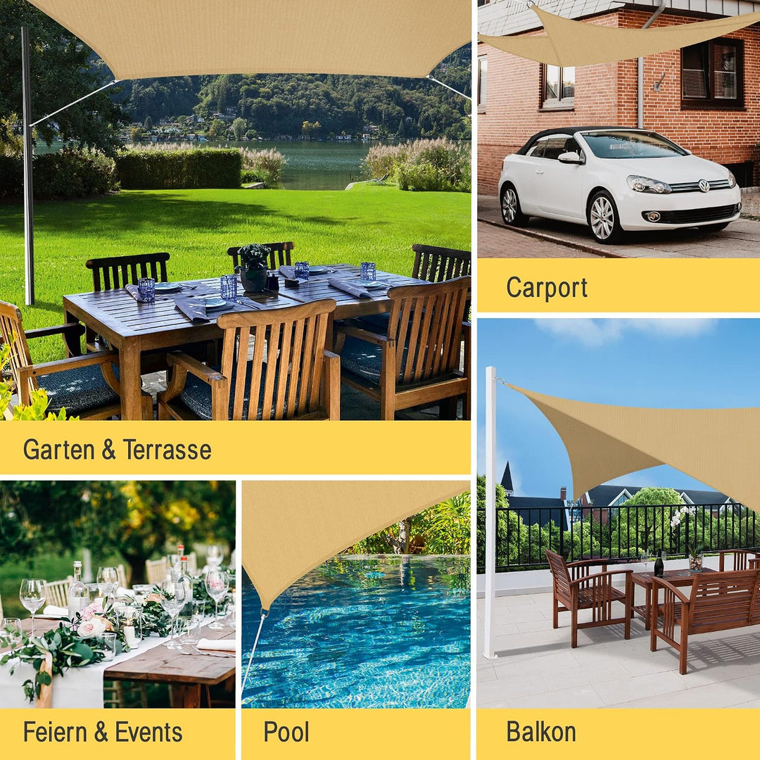 Sol Royal Sonnensegel rechteckig 4x5m Wasserdurchlässig HDPE Atmungsaktiver Balkon Terrasse Segeltuc
