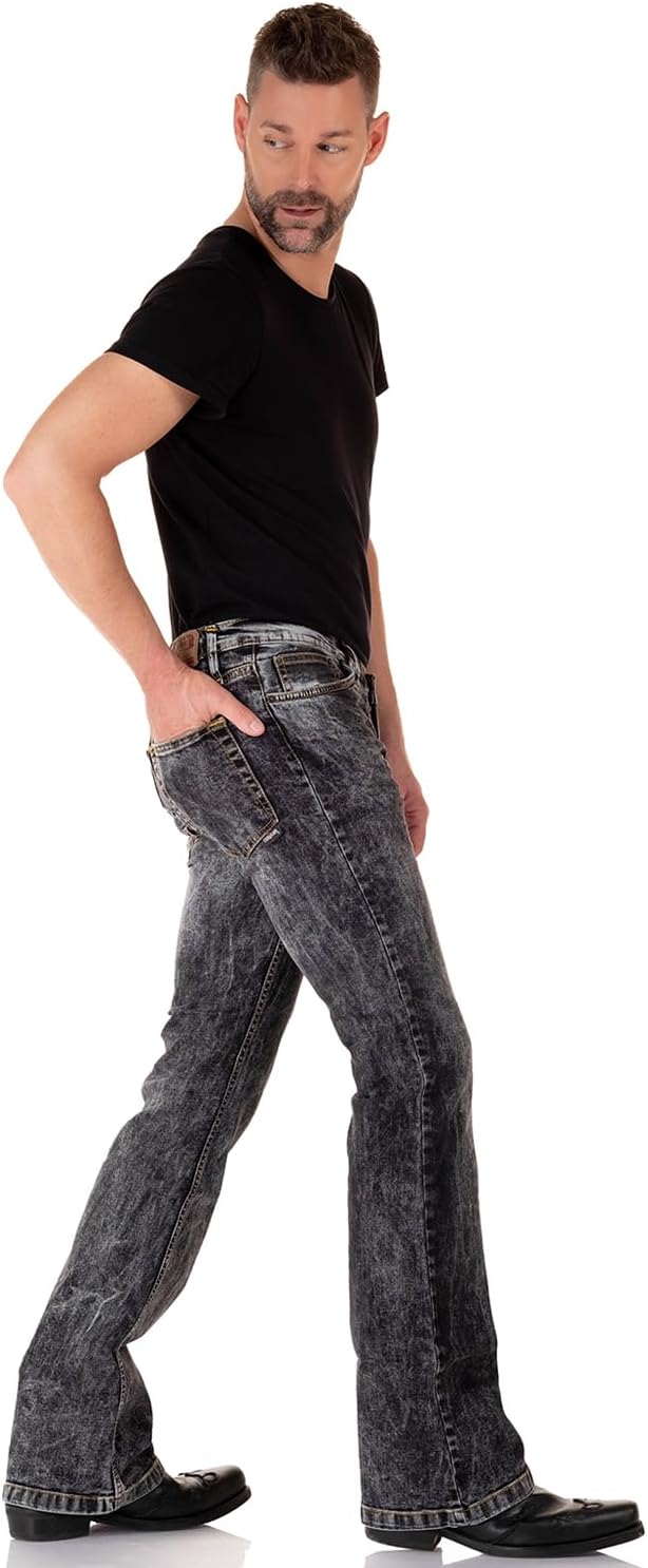 Schwarz verwaschene Bootcut Jeans Used Look - Herren Jeanshose, Schlagjeans, Flared-Jeans im Vintage