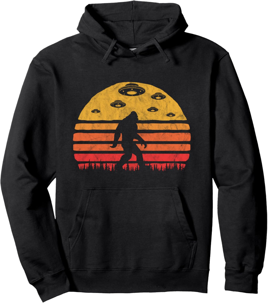 Bigfoot UFO Abduction - Vintage BELIEVE Retro Pullover Hoodie