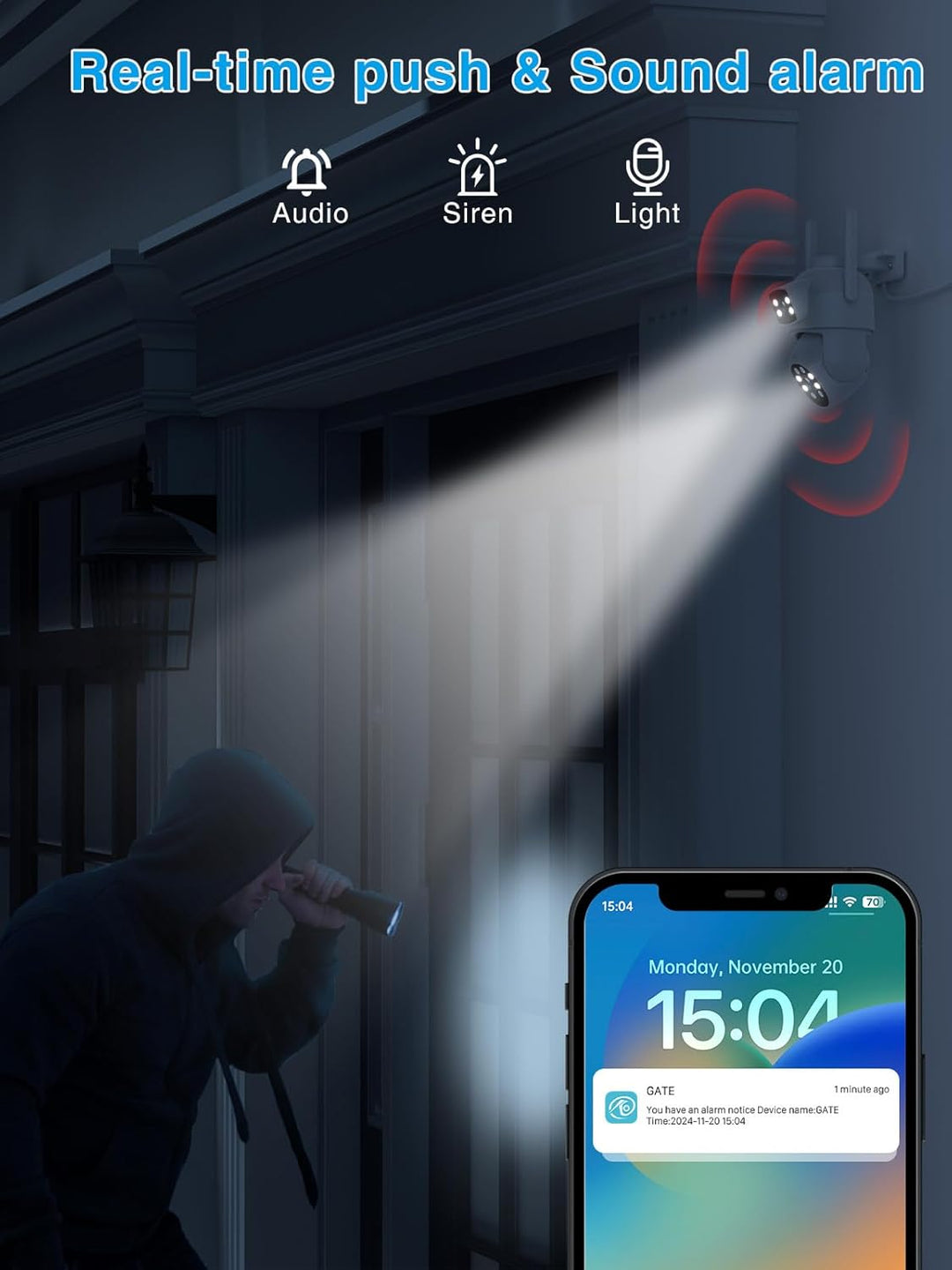 Reobiux 3K Überwachungskamera Aussen mit Doppelobjektiv, PTZ Outdoor WLAN IP Kamera Überwachung Auss