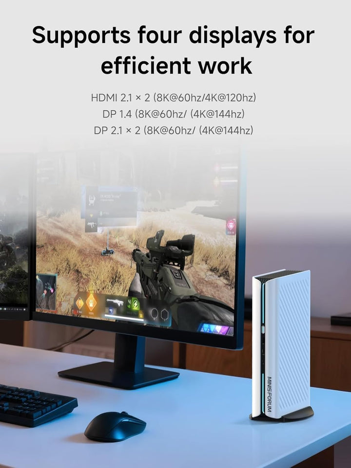 MINIS FORUM AtomMan G1 Pro Mini PC, AMD Ryzen 9 8945HX 16 Kerne/32 Threads Prozessor bis zu 5,4 GHz,