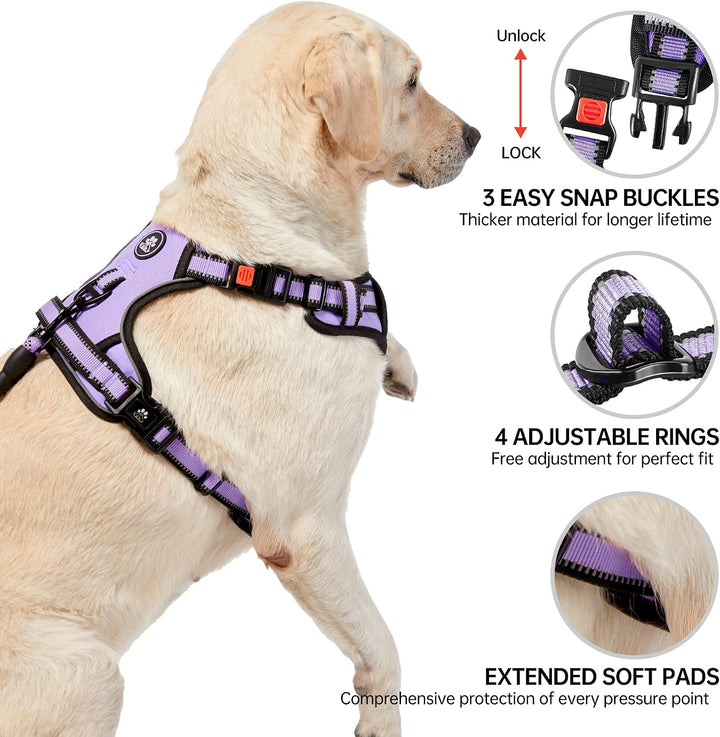 NESTROAD Hundegeschirr Mittelgrosse Hunde, Hellviolett | Gepolstertes Anti-Zug Geschirr mit Reflexst