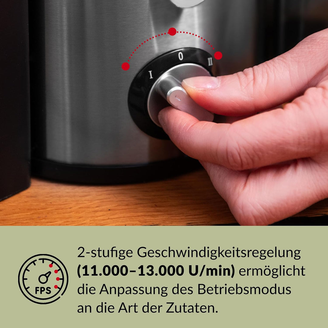 LEHMANN Entsafter, Schnelle Saftzubereitung, 2 Geschwindigkeitsstufen, elektrische Saftpresse aus Ed