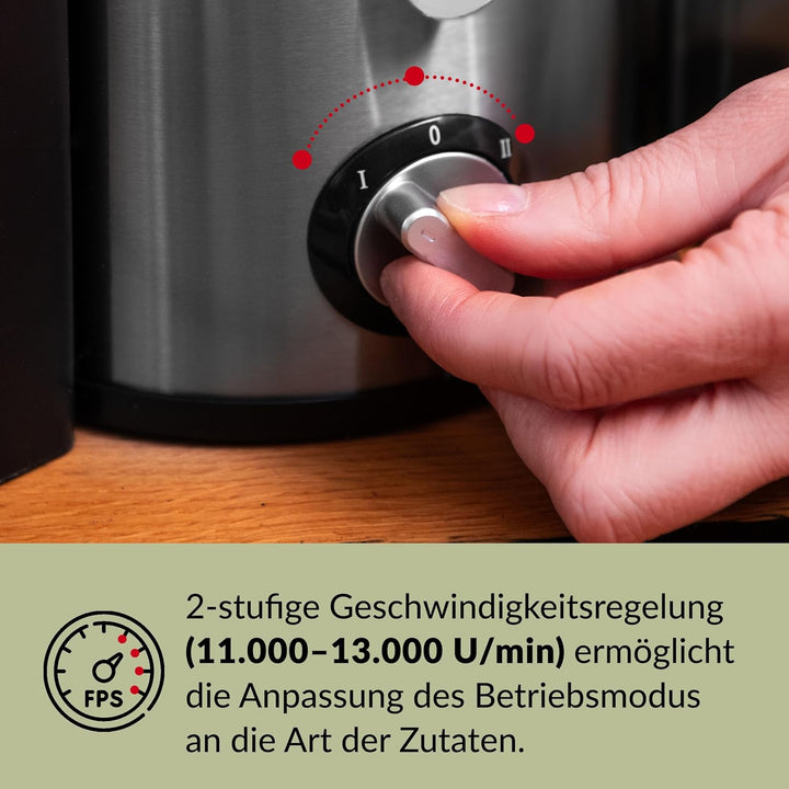LEHMANN Entsafter, Schnelle Saftzubereitung, 2 Geschwindigkeitsstufen, elektrische Saftpresse aus Ed