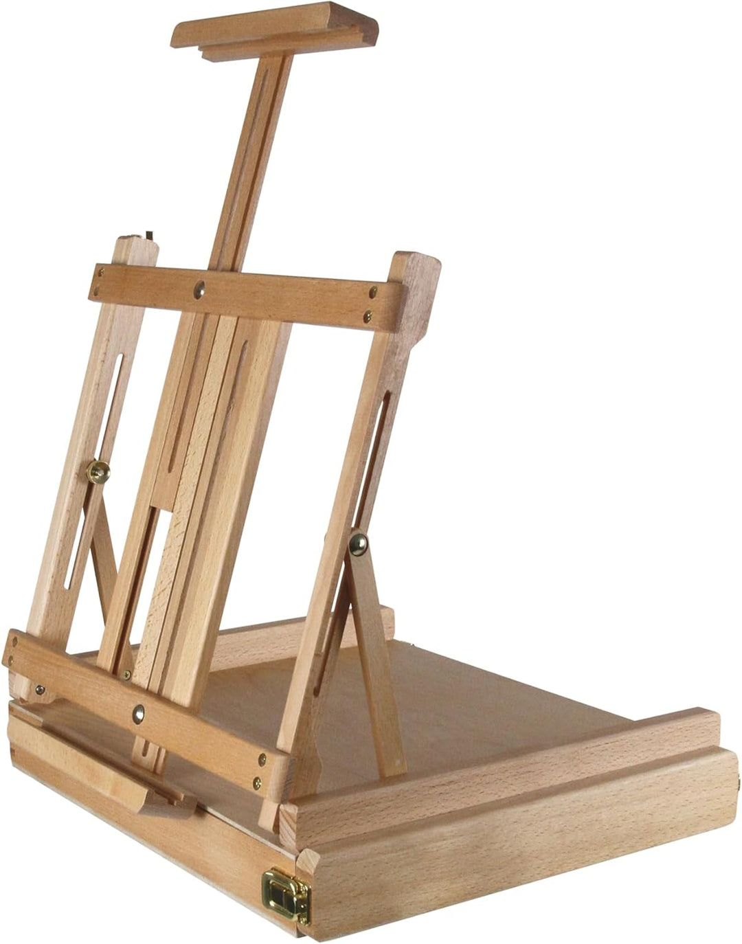 Paintersisters Professionelle Tischstaffelei, Sitzstaffelei aus FSC Buchenholz, Keilrahmen bis 80cm,