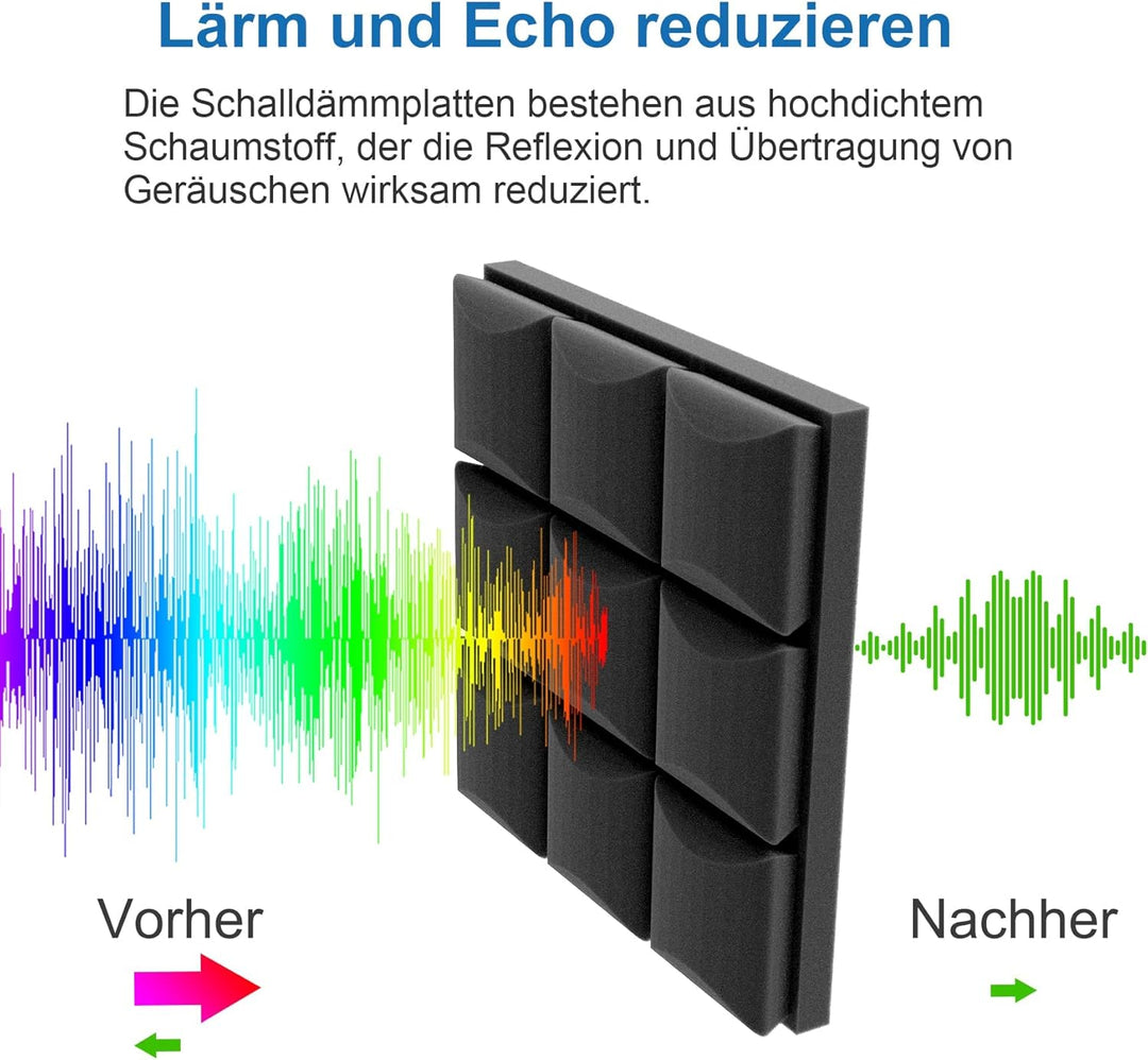 12 Stück Schalldämmung Selbstklebend 25 kg/m3 hochdichter Schallabsorber Akustikschaumstoff Schaumst
