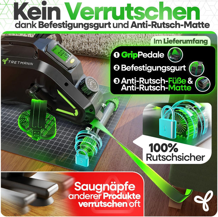 Neu Tretmann Pedaltrainer Set -extra Leise & gelenkschonend - ink. Befestigungsband -DEKRA Geprüft-
