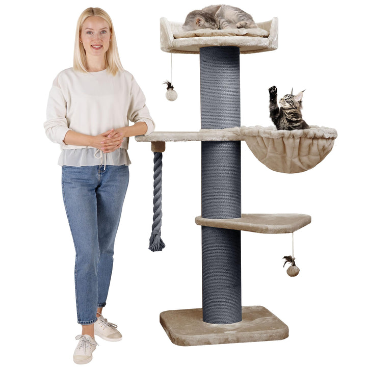 HAPPYPET Premium Kratzbaum Grosse Katzen Stabil 'Cooper' – 150 cm Grosser Katzenbaum, Kletterbaum fü