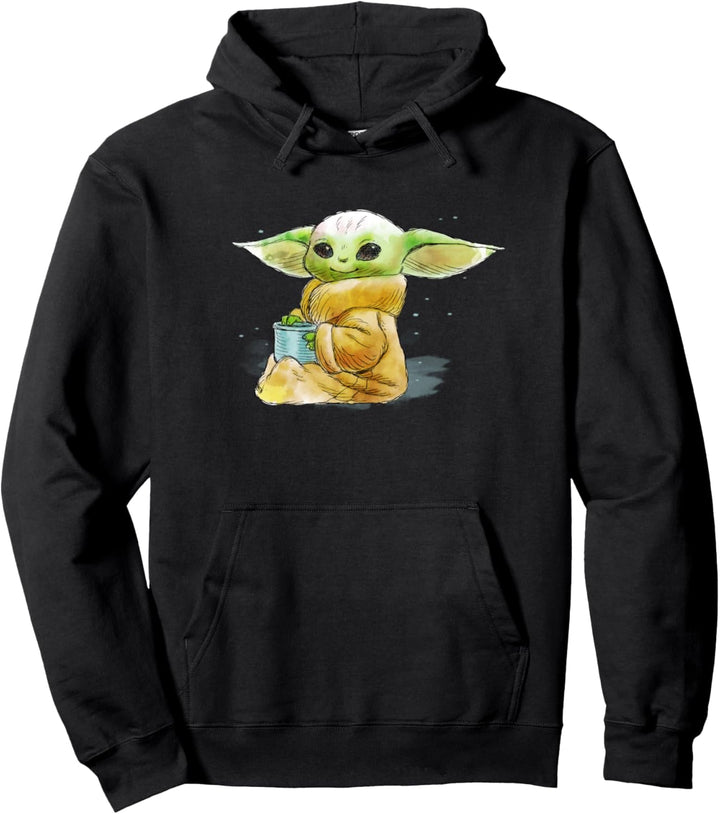 Star Wars The Mandalorian The Child Drink Soup Illustration Pullover Hoodie