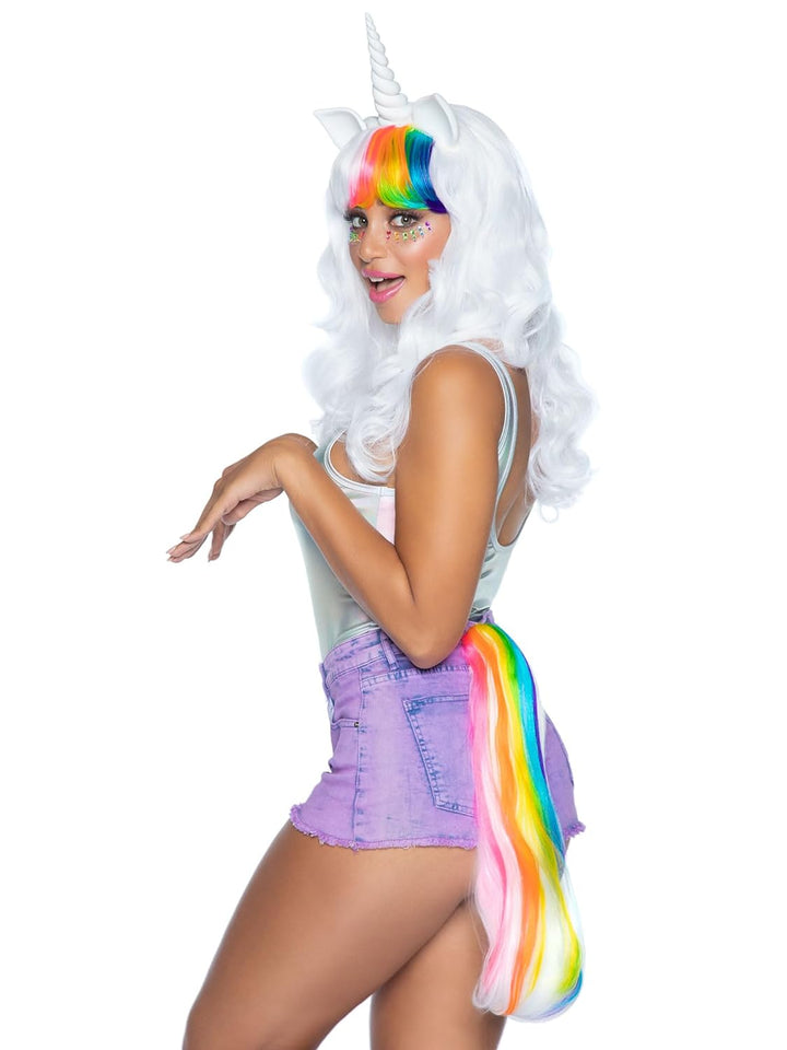 Leg Avenue 2672 - 2Tl. Einhorn Set, Einhorn Perücke Mit Verstellbares Gummiband Und Rain Bogen Schwa