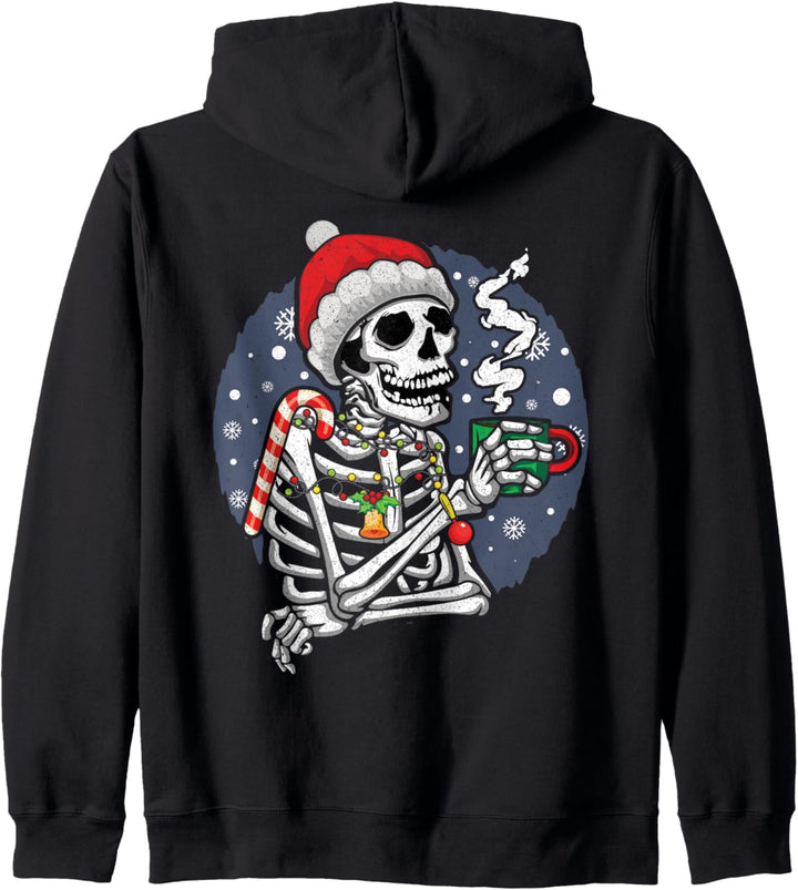 Cooles Skelett trinken Schokolade Winter Dezember Weihnachten Kapuzenjacke
