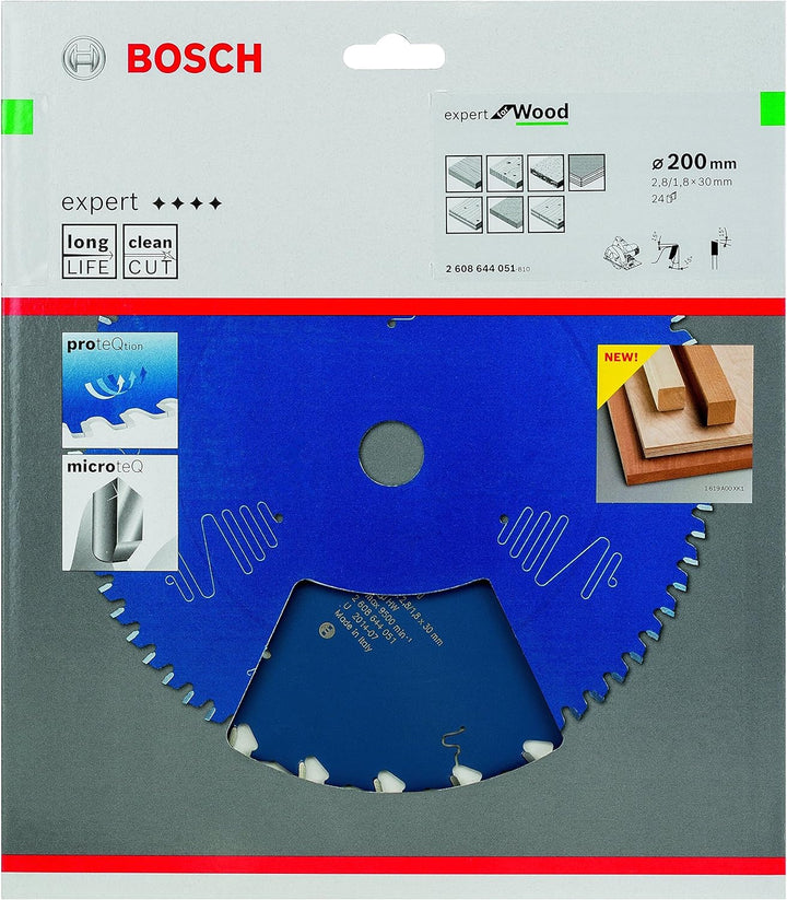 Bosch Professional 1x Kreissägeblatt Expert for Wood (Holz, Sägeblatt Ø 200 x 30 x 2,8 mm 24 Zähne,