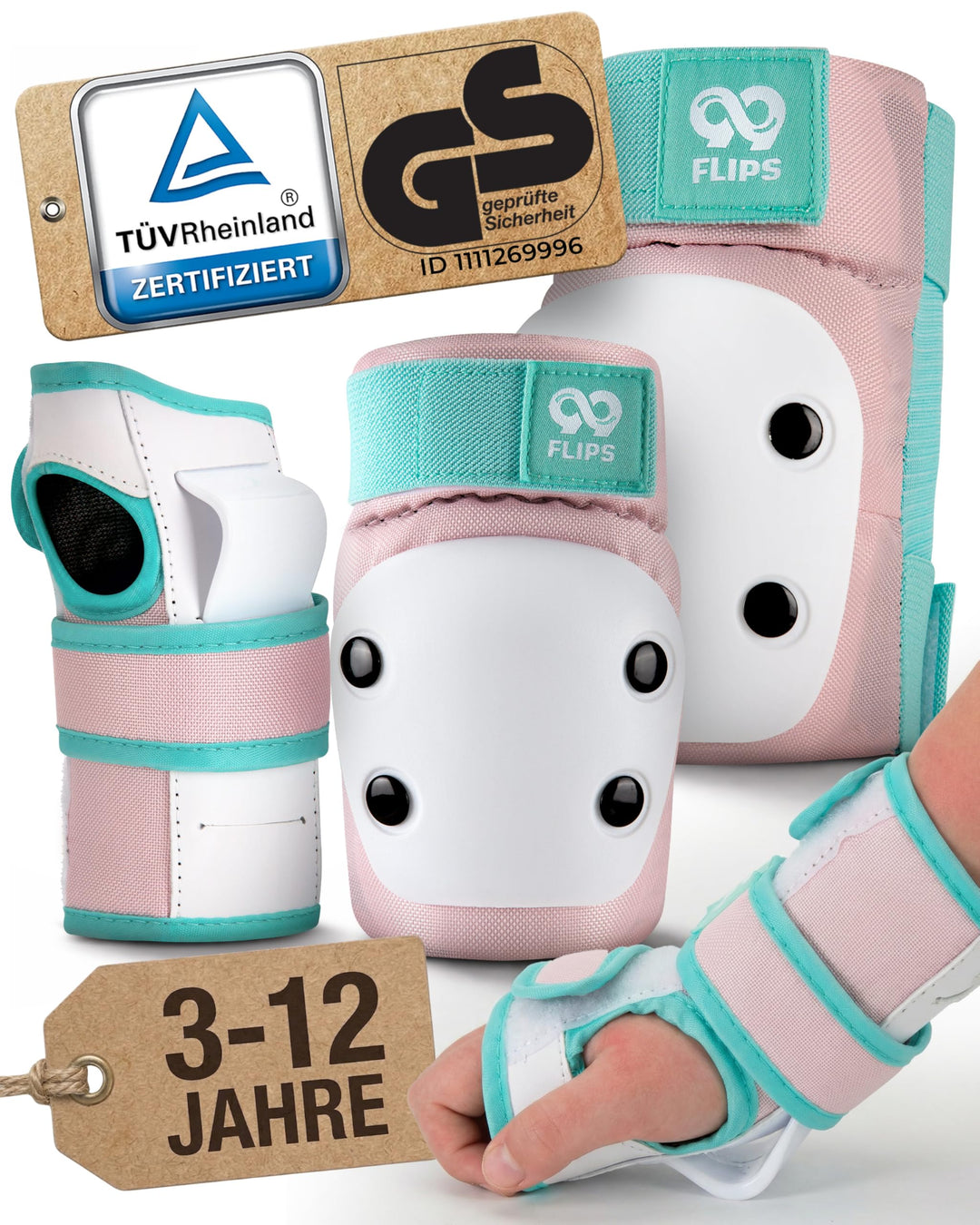 99FLIPS Protektoren Kinder Knieschoner Kinder 3 Jahre - Schoner Inliner Set - Schutzausrüstung - Kni