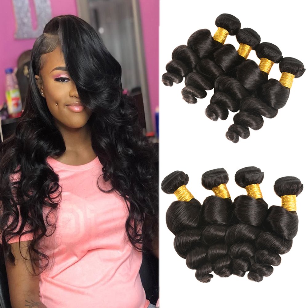 Huarisi Loose Wave Hair Bundles Menschliches Haar 4 Bündel Brasilianisches Lose Welle Haare Tressen