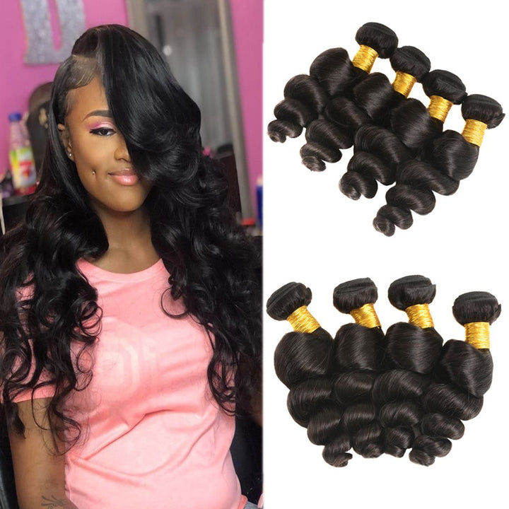 Huarisi Loose Wave Hair Bundles Menschliches Haar 4 Bündel Brasilianisches Lose Welle Haare Tressen
