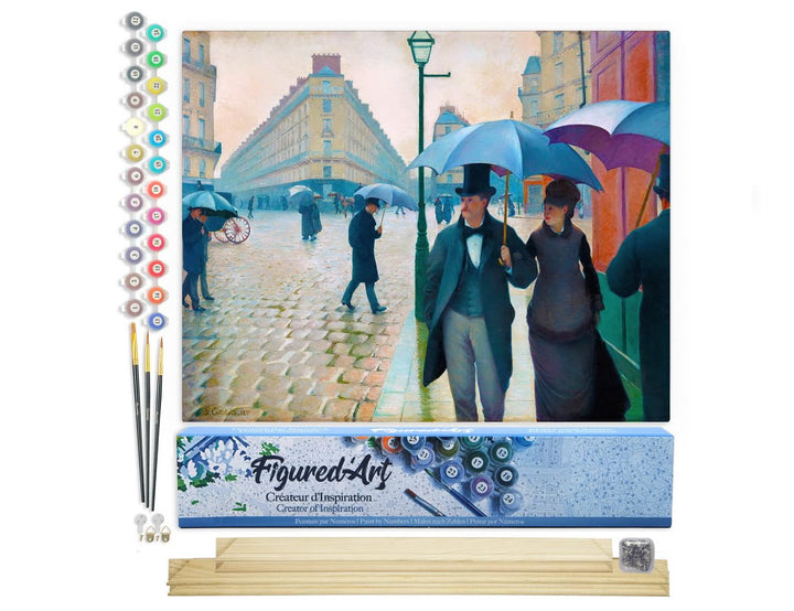 Figured'Art Malen Nach Zahlen Erwachsene Mit Rahmen Paris-Strasse, Regentag - Gustave Caillebotte -