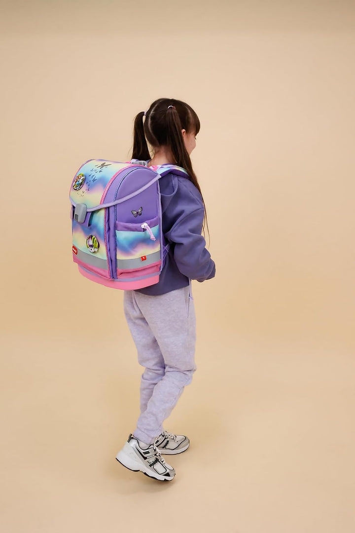 Belmil Classy Plus Schulranzen Set 5-teilig mit Brustgurt (405-78/AG/S) Rainbow Ombre, Rainbow Ombre