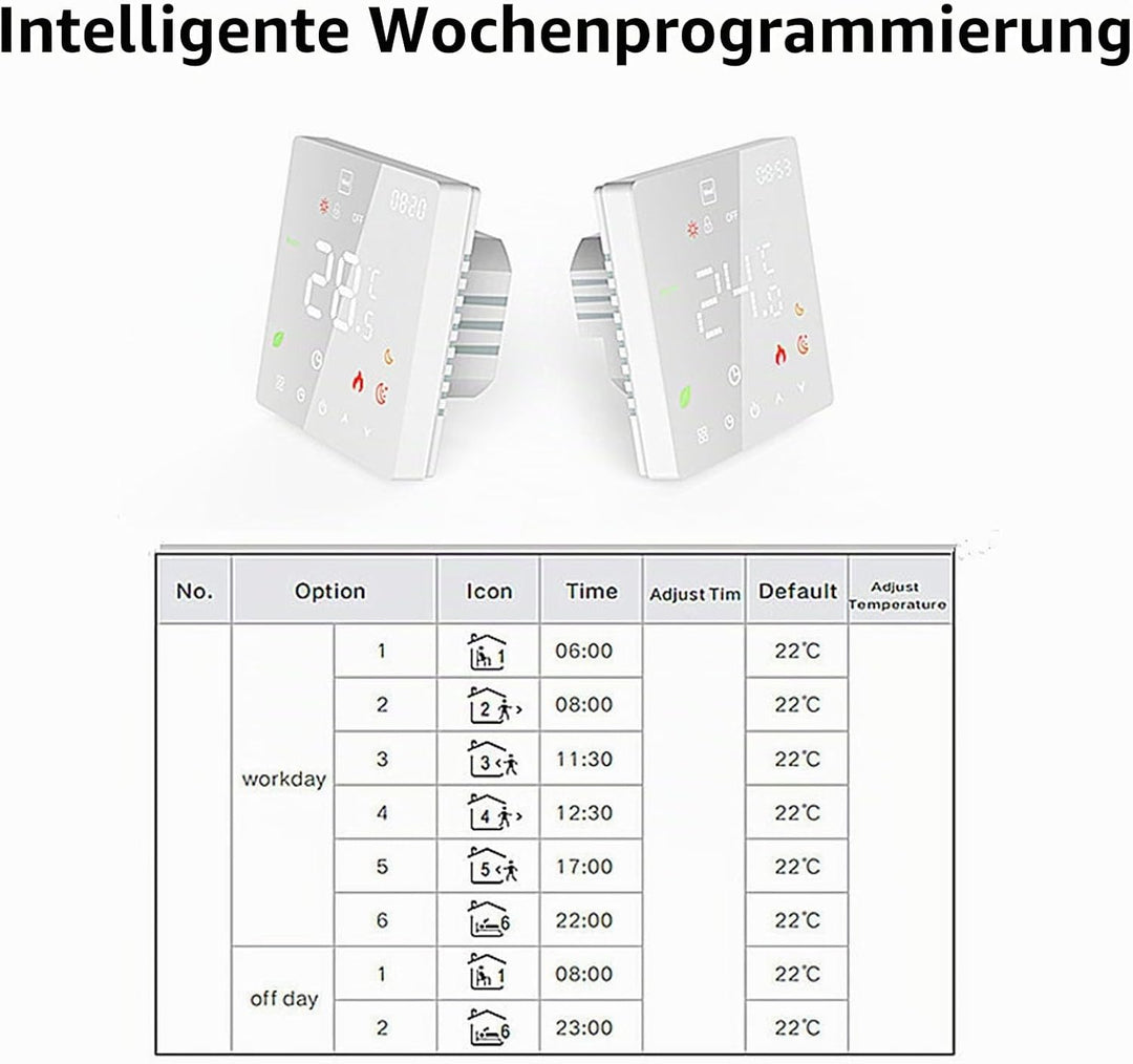 Touch Smart-Fussbodenheizungsthermostat mit Präziser Temperaturregelung für Zuhause/Hotel/Büro, Elek