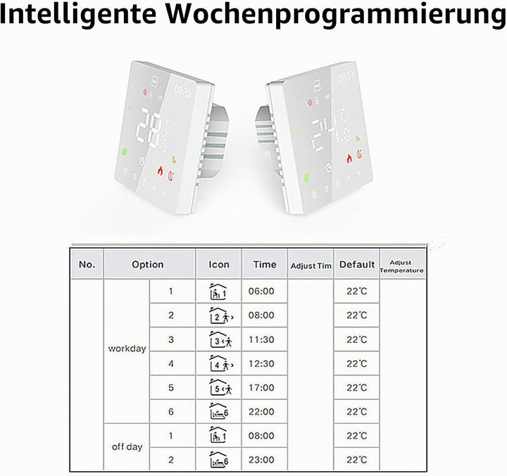 Touch Smart-Fussbodenheizungsthermostat mit Präziser Temperaturregelung für Zuhause/Hotel/Büro, Elek