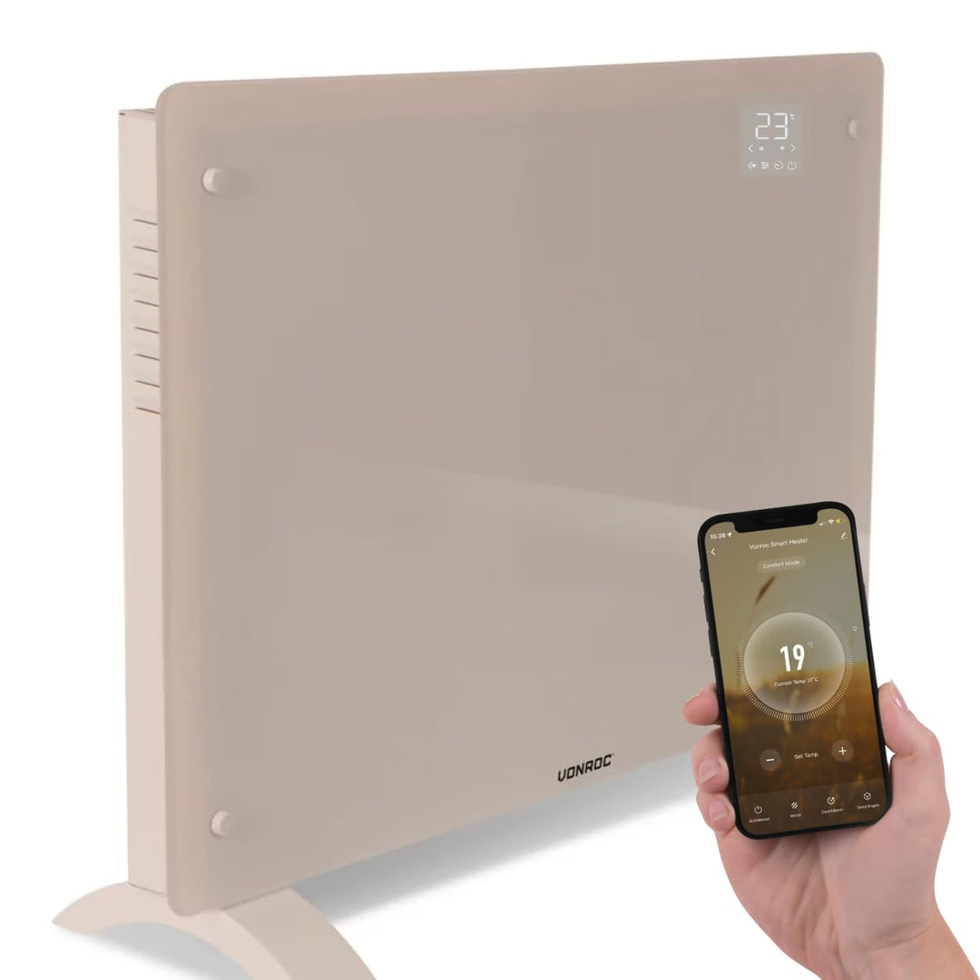 VONROC Elektroheizung energiesparend 1500W - Konvektor Heizung [18qm Räume] - Mobile Elektrische Hei