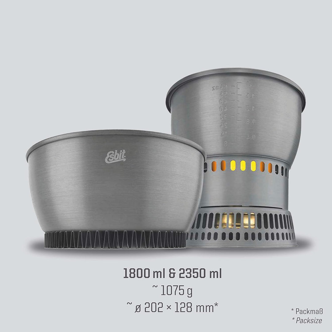 Esbit Spiritus-Kochset CS2350 WN - Kochset mit Wärmetauscher Grau 2,35L, Grau 2,35L