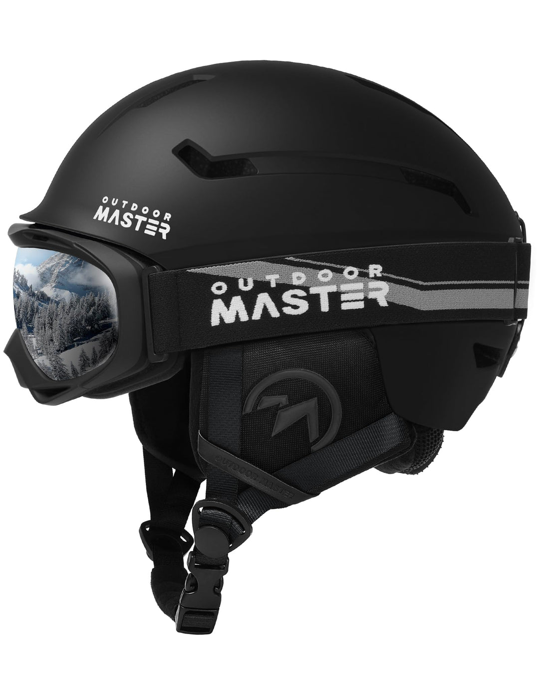 OutdoorMaster Skihelm-Set, Snowboard-Helm mit Brille für Erwachsene - 12 Belüftungsöffnungen - Skihe