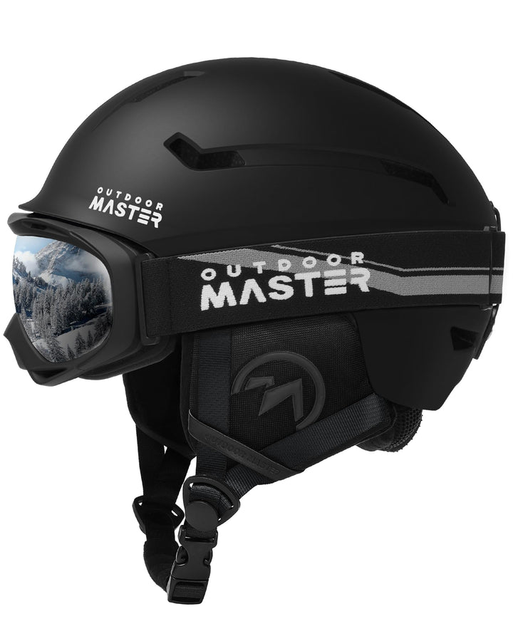 OutdoorMaster Skihelm-Set, Snowboard-Helm mit Brille für Erwachsene - 12 Belüftungsöffnungen - Skihe