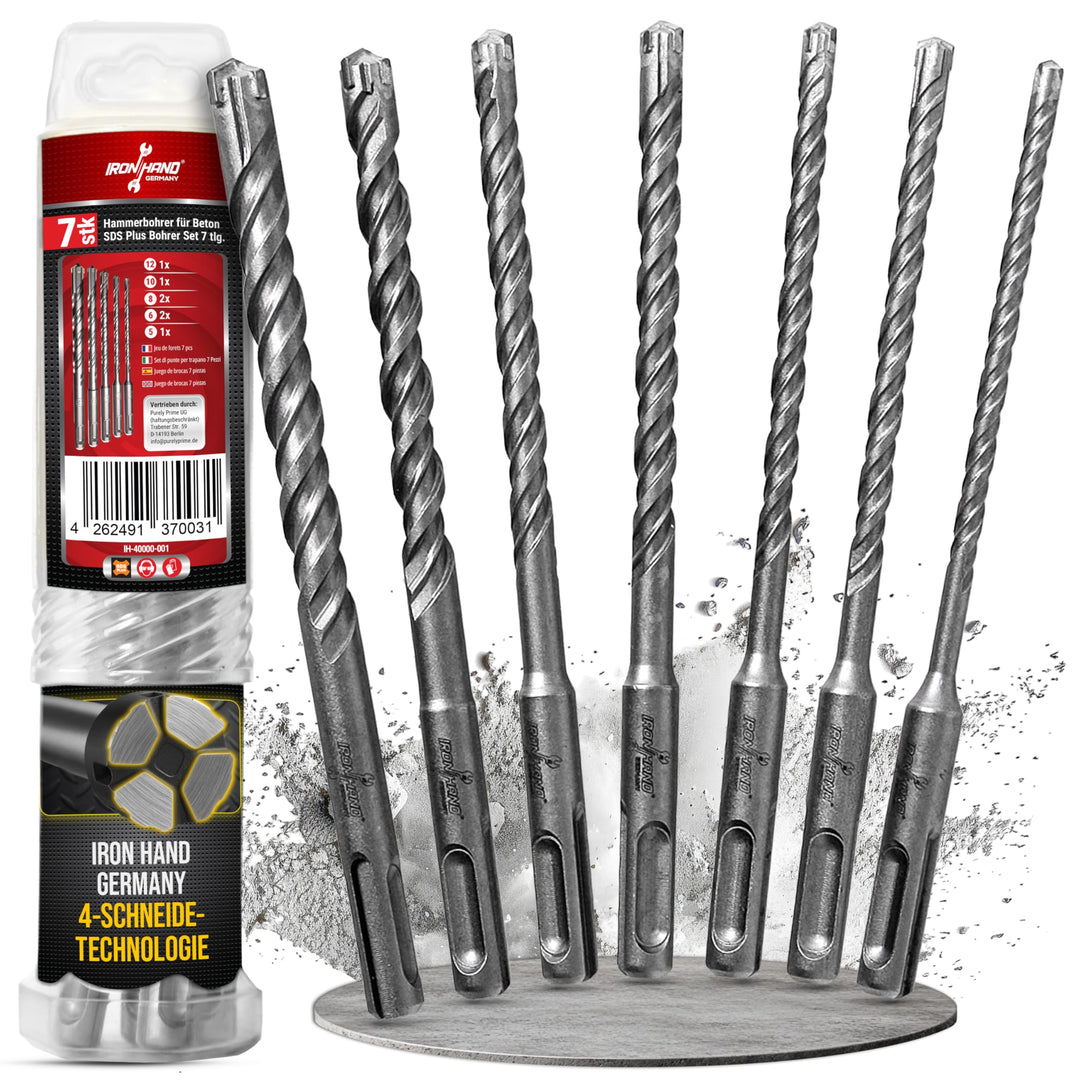 Iron Hand Germany - SDS Plus Bohrer 7er Set - 5mm, 6mm, 6mm, 8mm, 8mm, 10mm, 12mm - Betonbohrer, Ham